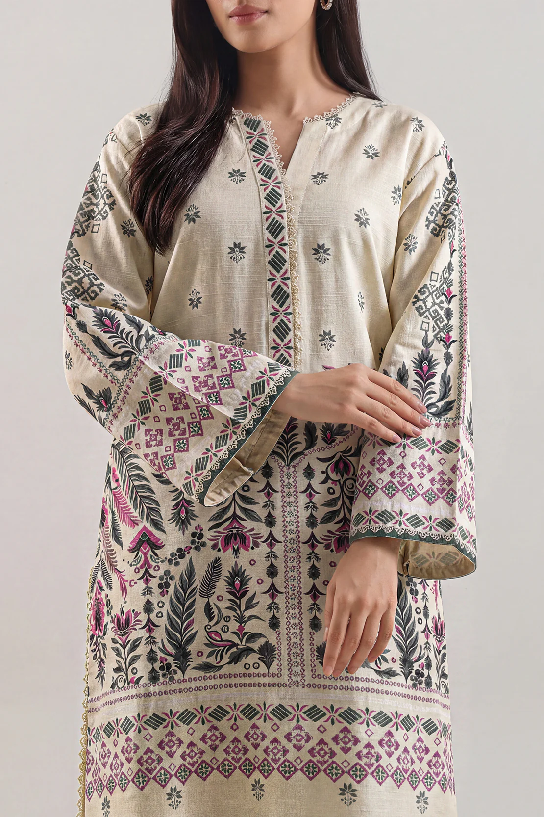 Printed Khaddar Stitched 2 Piece (Shirt/Trouser) - Image 3