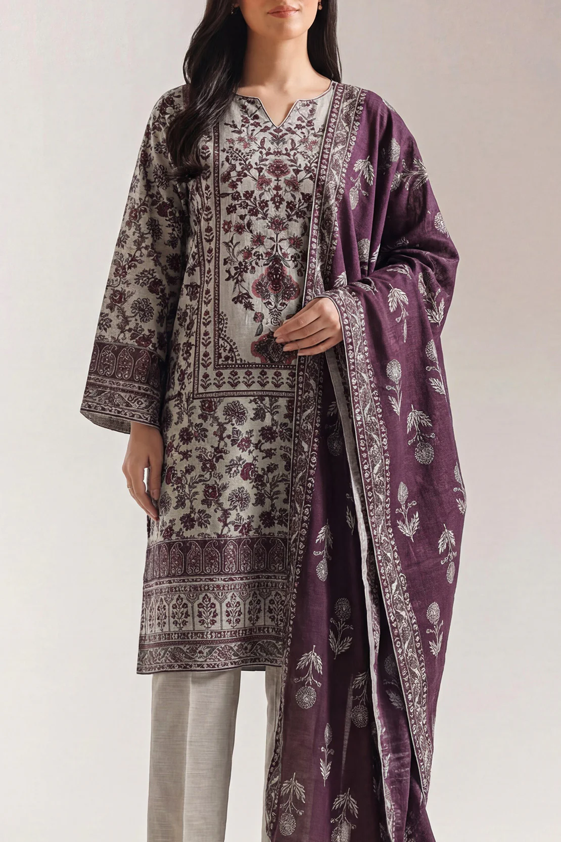 Printed Khaddar Stitched 2 Piece (Shirt/Trouser) - Image 2