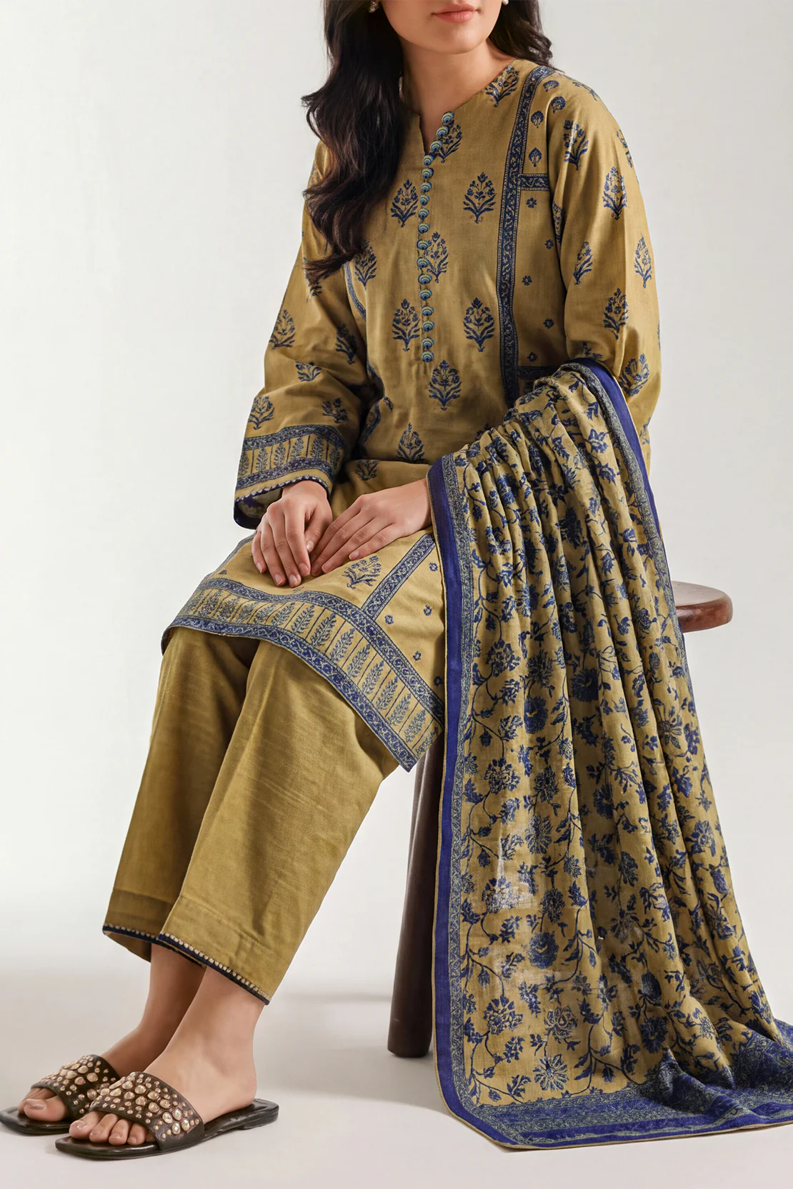 Printed Khaddar Stitched 2 Piece (Shirt/Trouser)