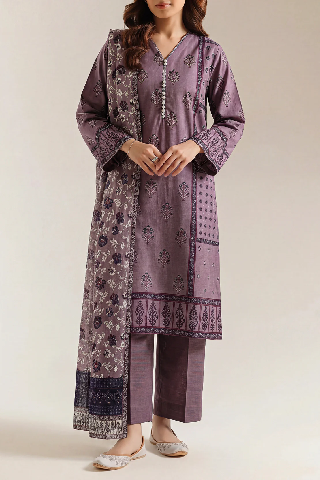 Printed Khaddar Stitched 2 Piece (Shirt/Trouser)