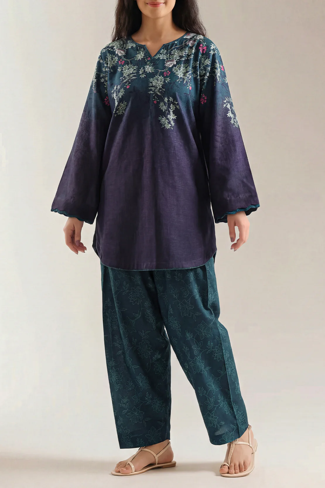 Printed Khaddar Stitched 2 Piece (Shirt/Trouser) - Image 2