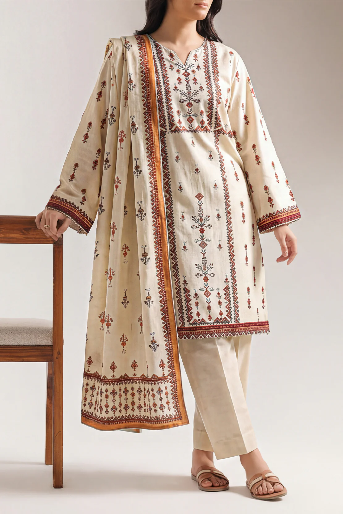 Printed Khaddar Stitched 2 Piece (Shirt/Trouser)
