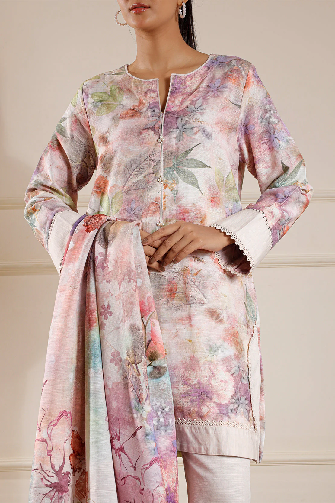 Printed Khaddar Stitched 3 Piece
