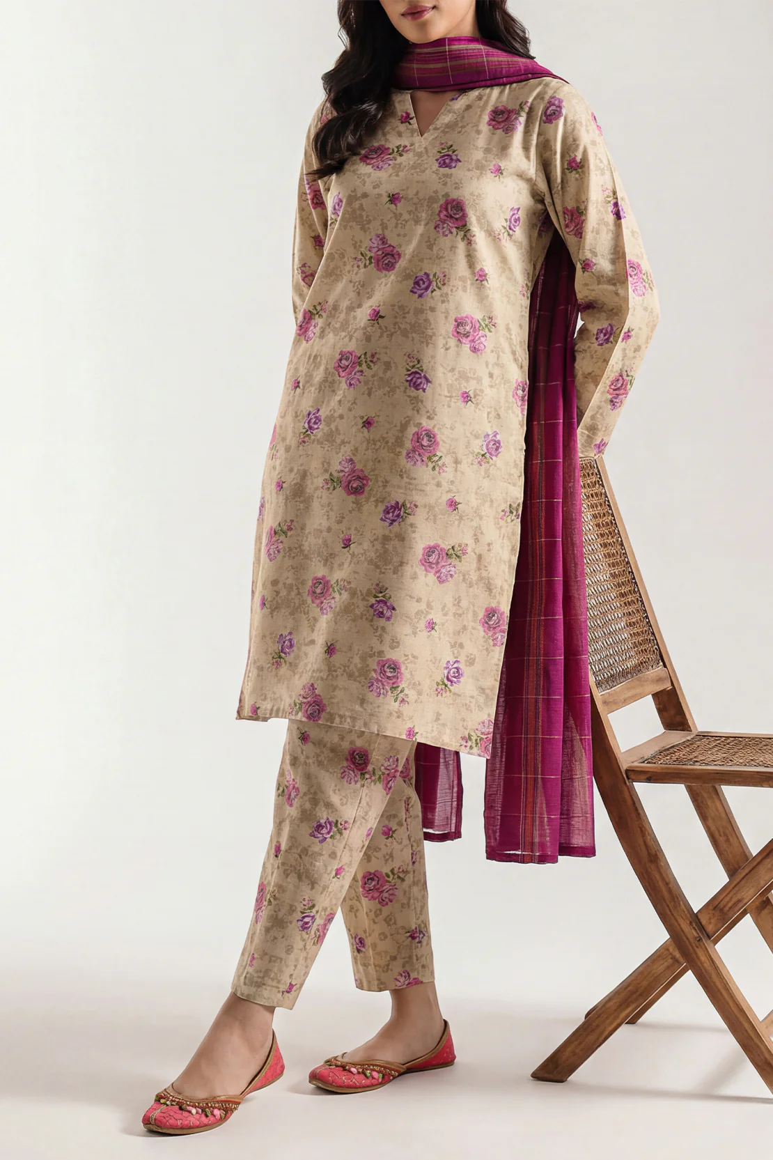 Printed Khaddar Stitched 3 Piece
