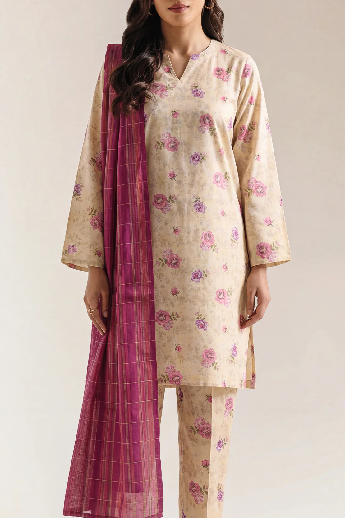 Printed Khaddar Stitched 3 Piece - Image 2