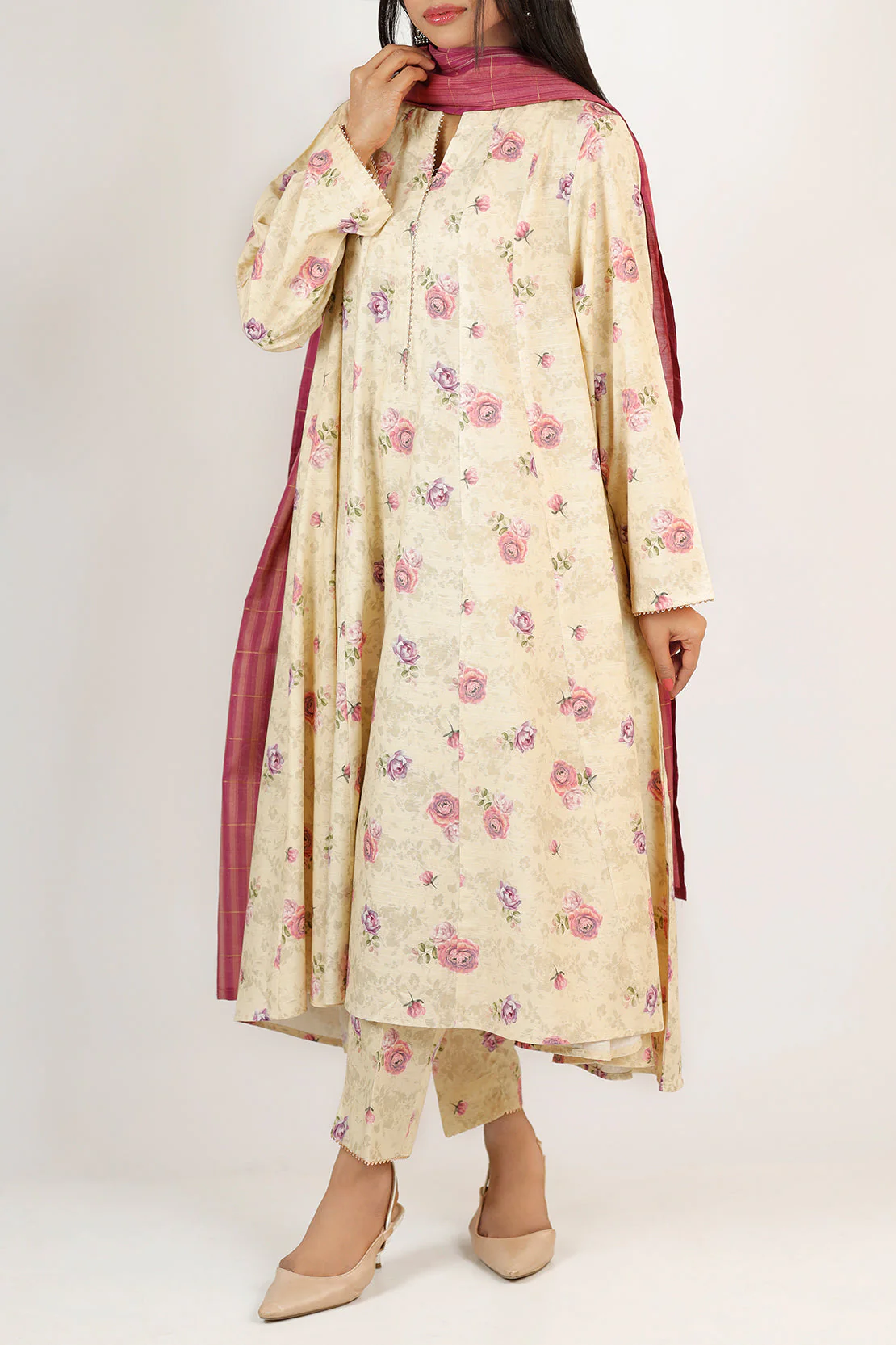Printed Khaddar Stitched 3 Piece - Image 2