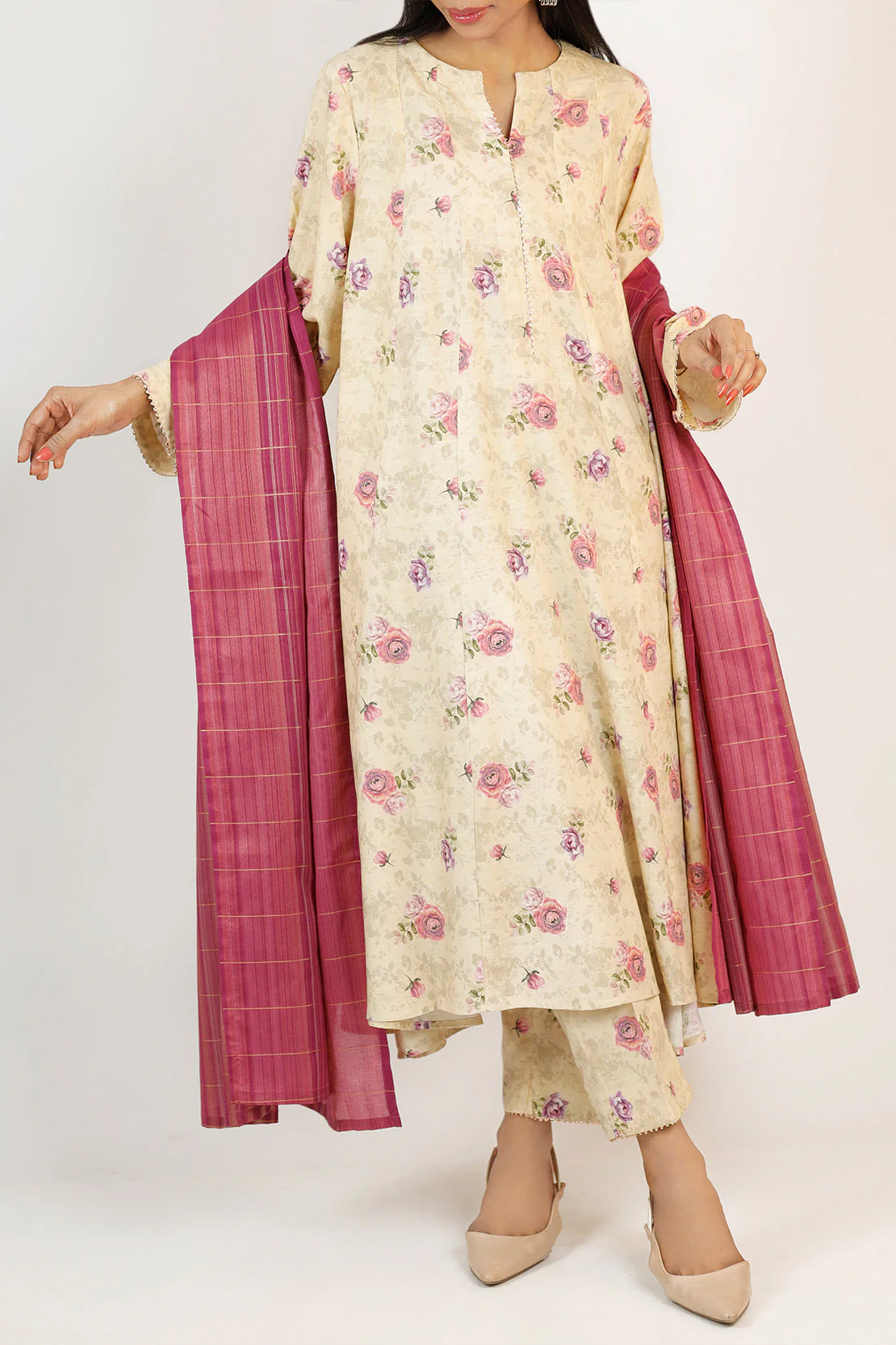 Printed Khaddar Stitched 3 Piece - Image 3