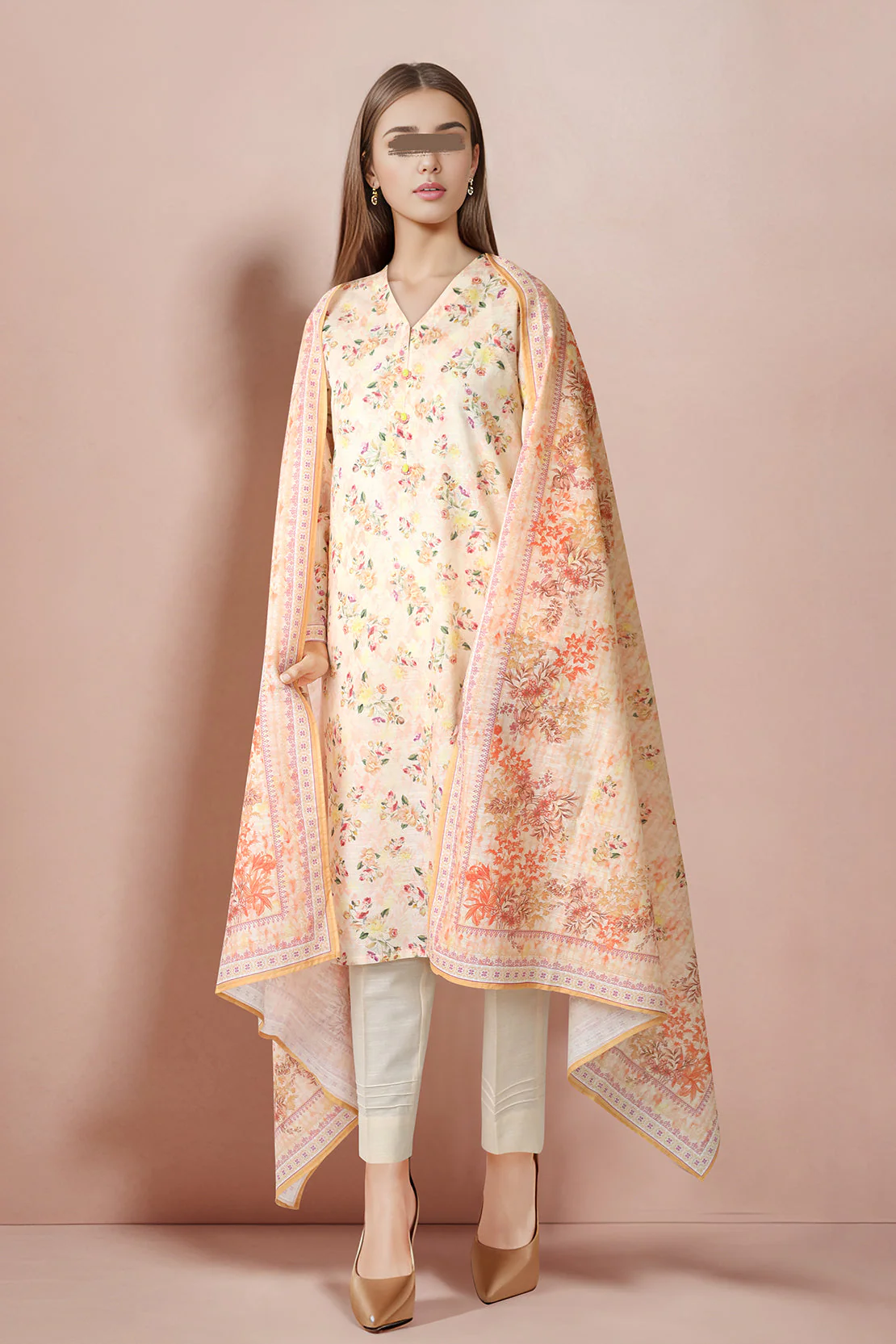 Printed Khaddar Stitched 3 Piece - Image 2