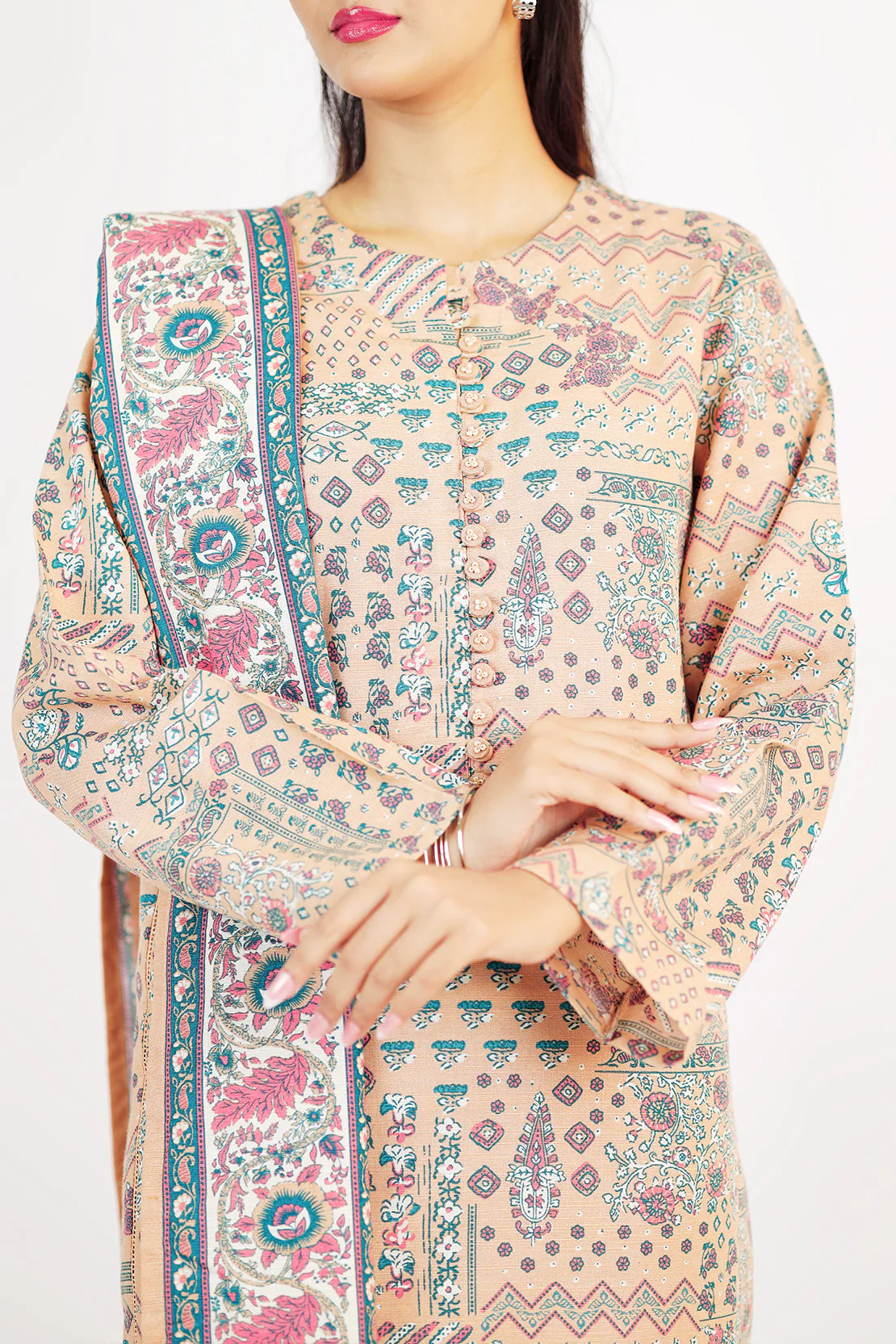 Printed Khaddar Stitched 3 Piece - Image 5