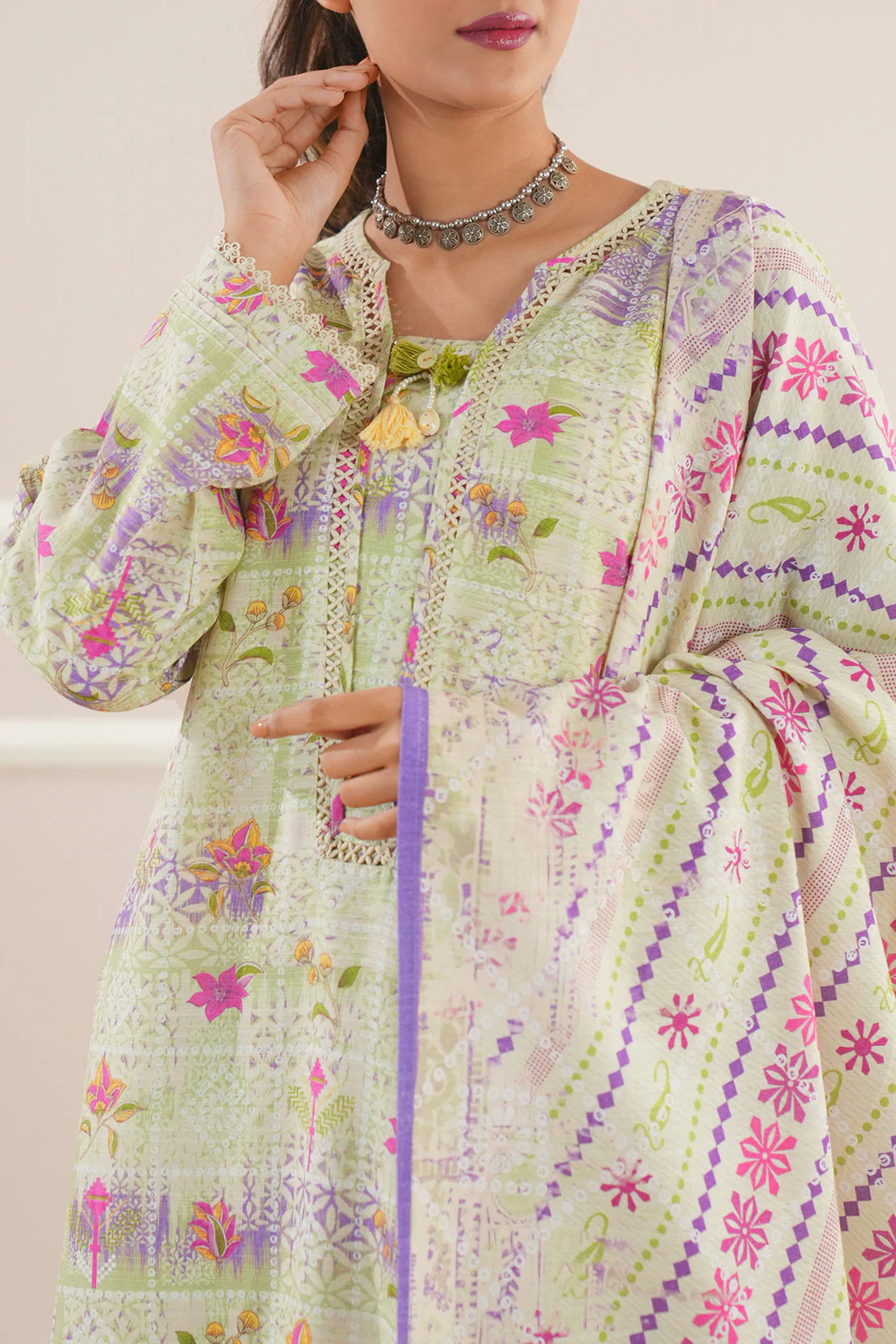 Printed Khaddar Stitched 3 Piece