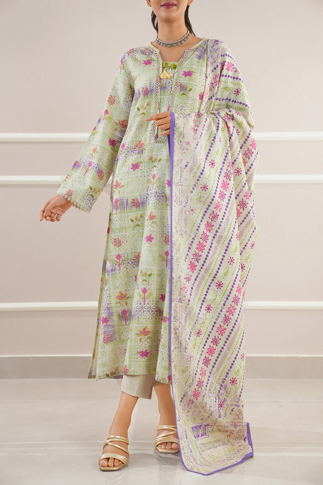 Printed Khaddar Stitched 3 Piece - Image 3