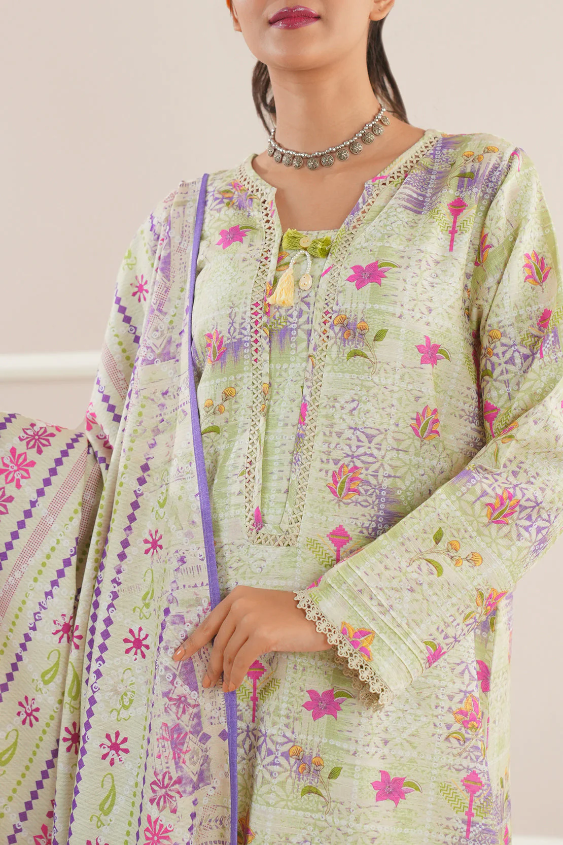Printed Khaddar Stitched 3 Piece - Image 5