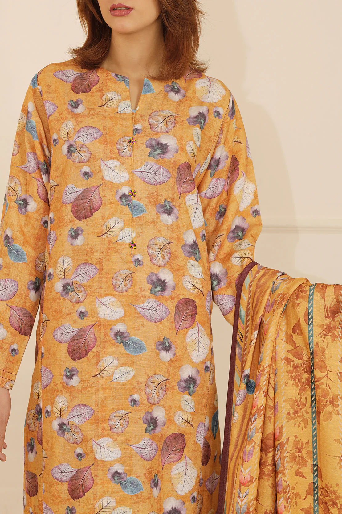 Printed Khaddar Stitched 3 Piece - Image 3