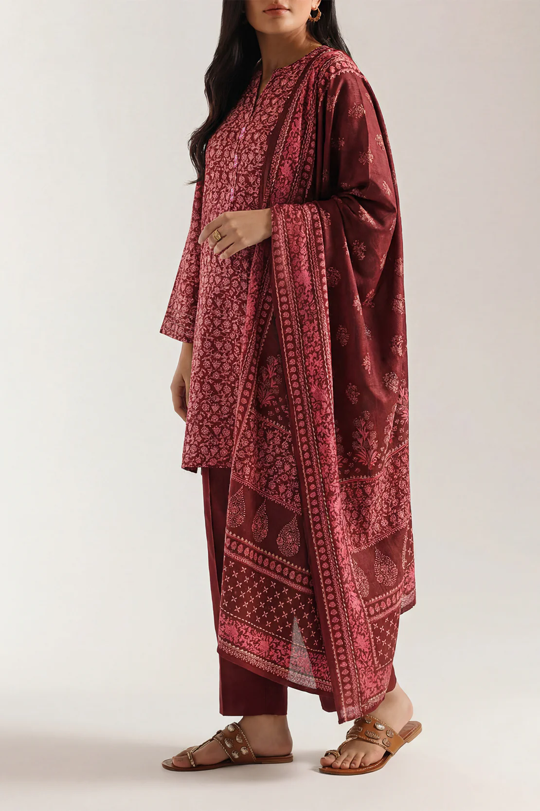 Printed Khaddar Stitched 3 Piece