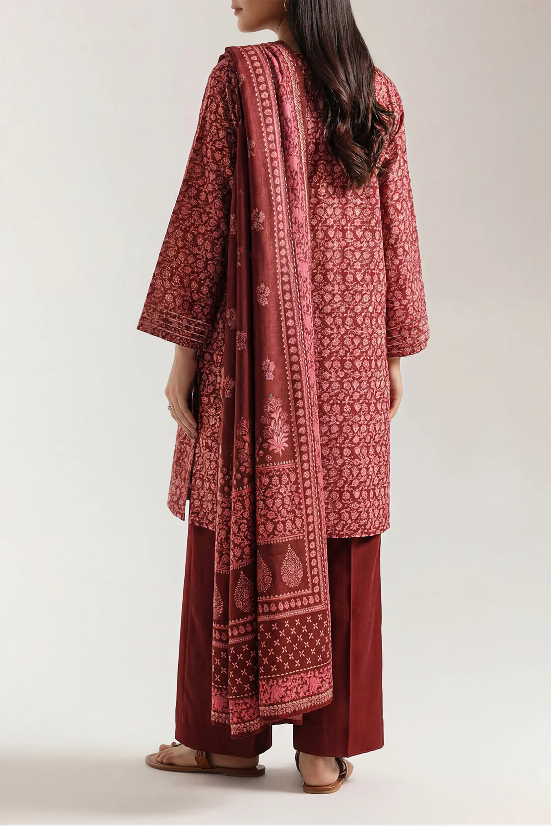 Printed Khaddar Stitched 3 Piece - Image 3