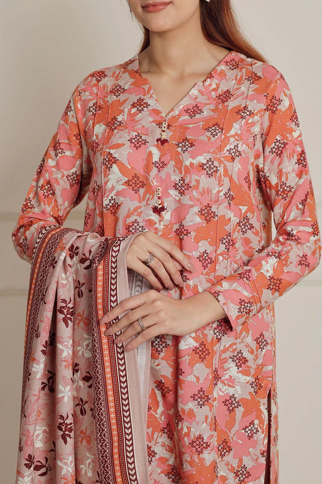 Printed Khaddar Stitched 3 Piece - Image 4