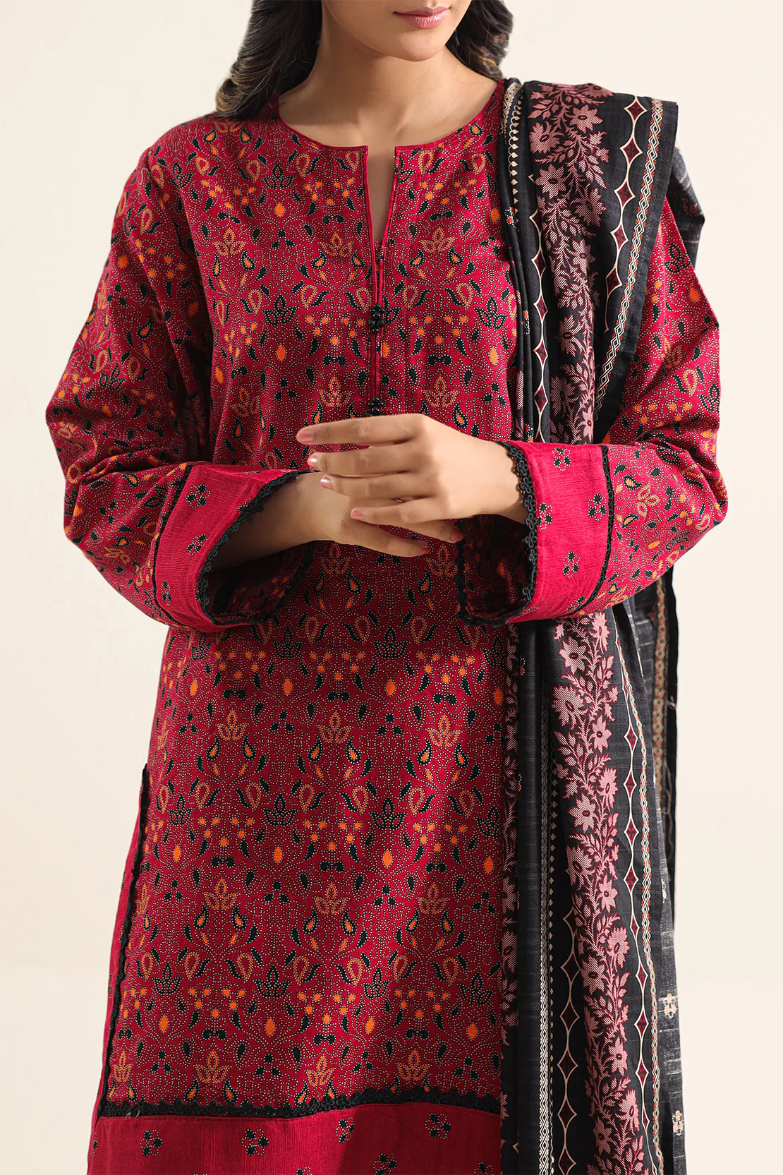 Printed Khaddar Stitched 3 Piece - Image 2