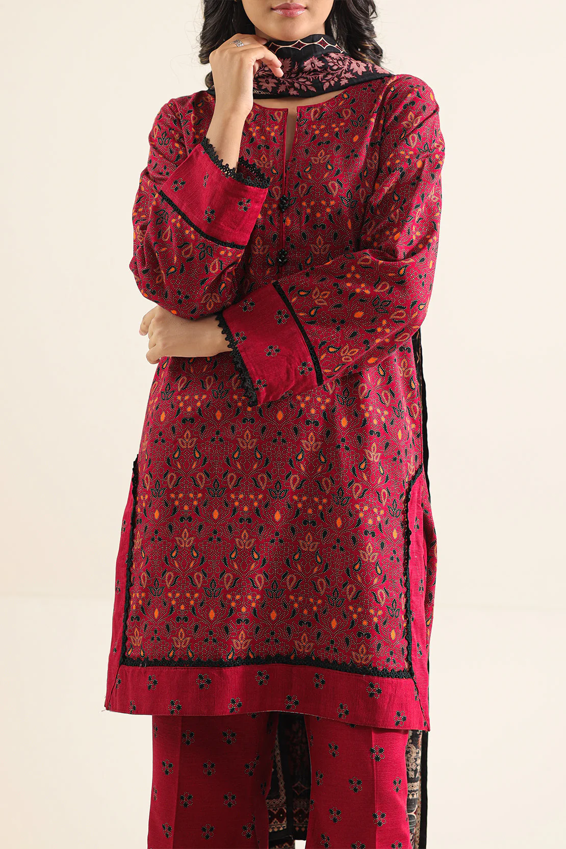 Printed Khaddar Stitched 3 Piece - Image 3