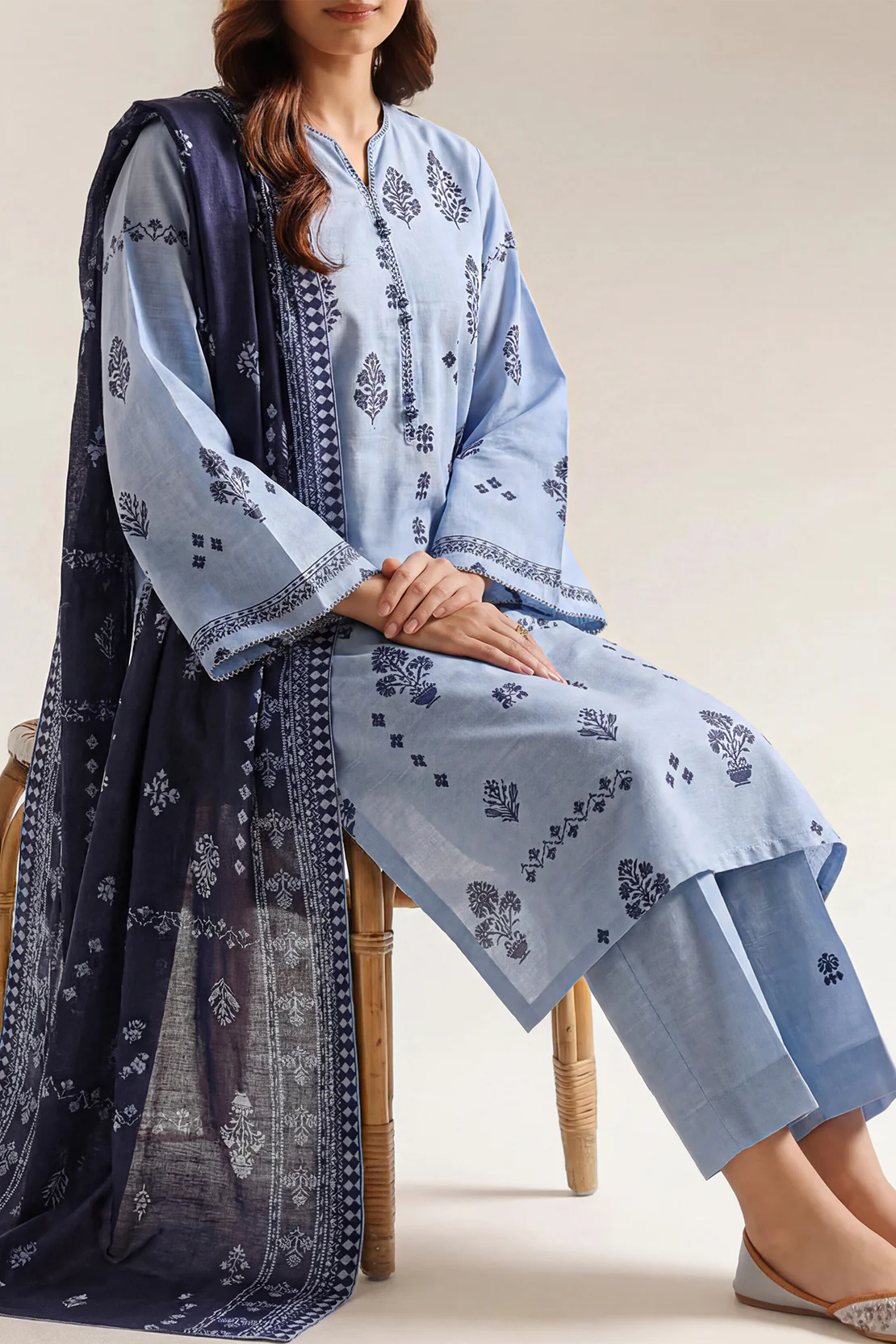 Printed Khaddar Stitched 3 Piece