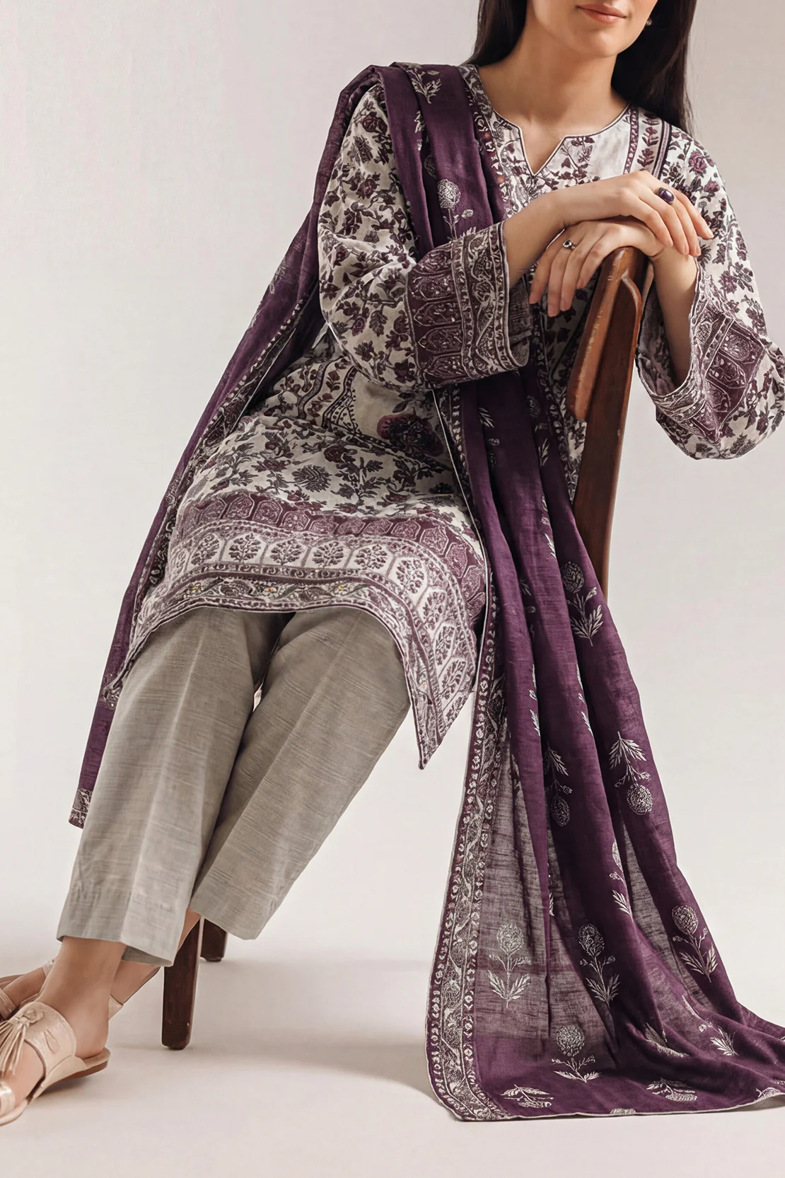 Printed Khaddar Stitched 3 Piece