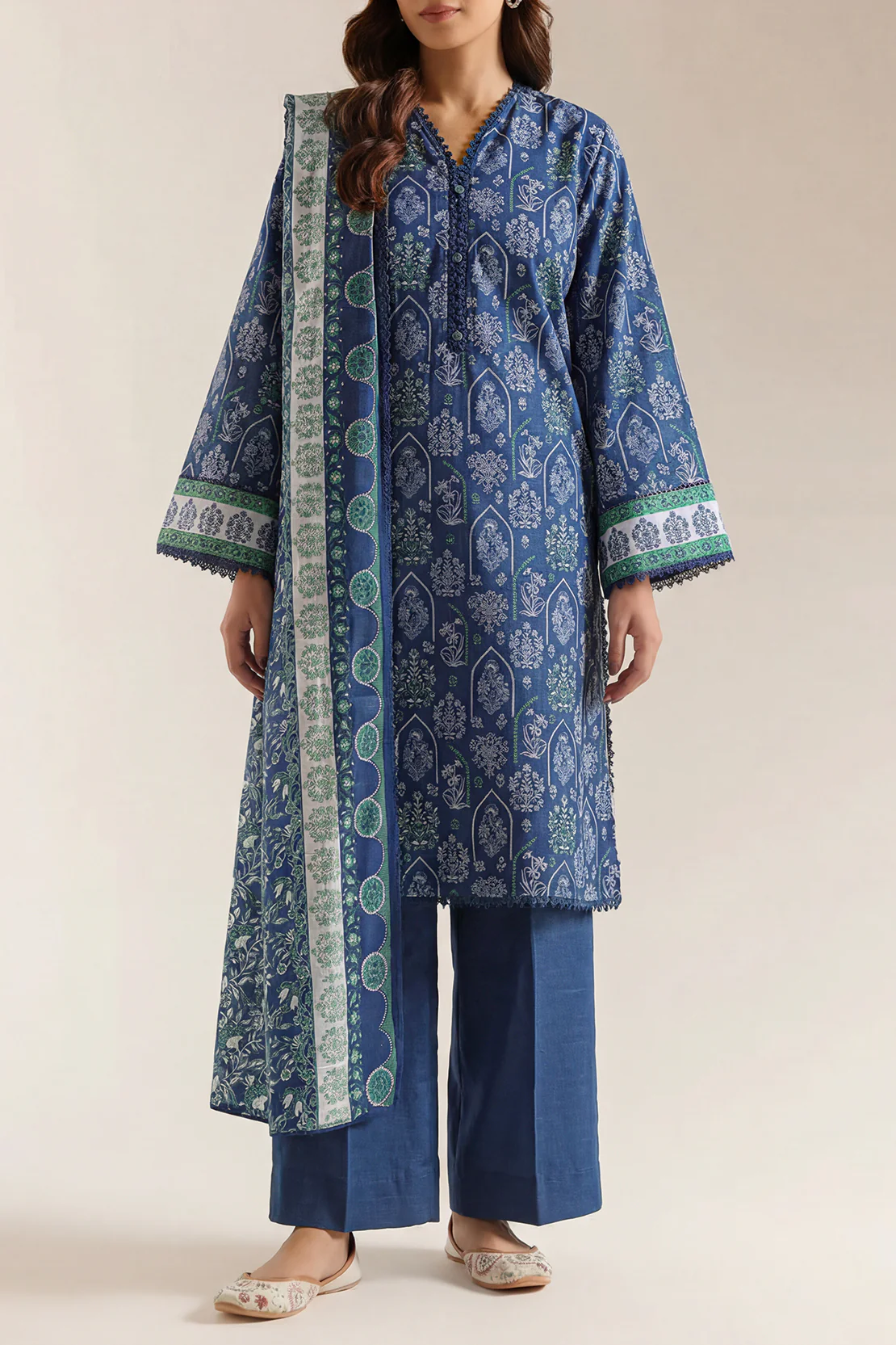 Printed Khaddar Stitched 3 Piece