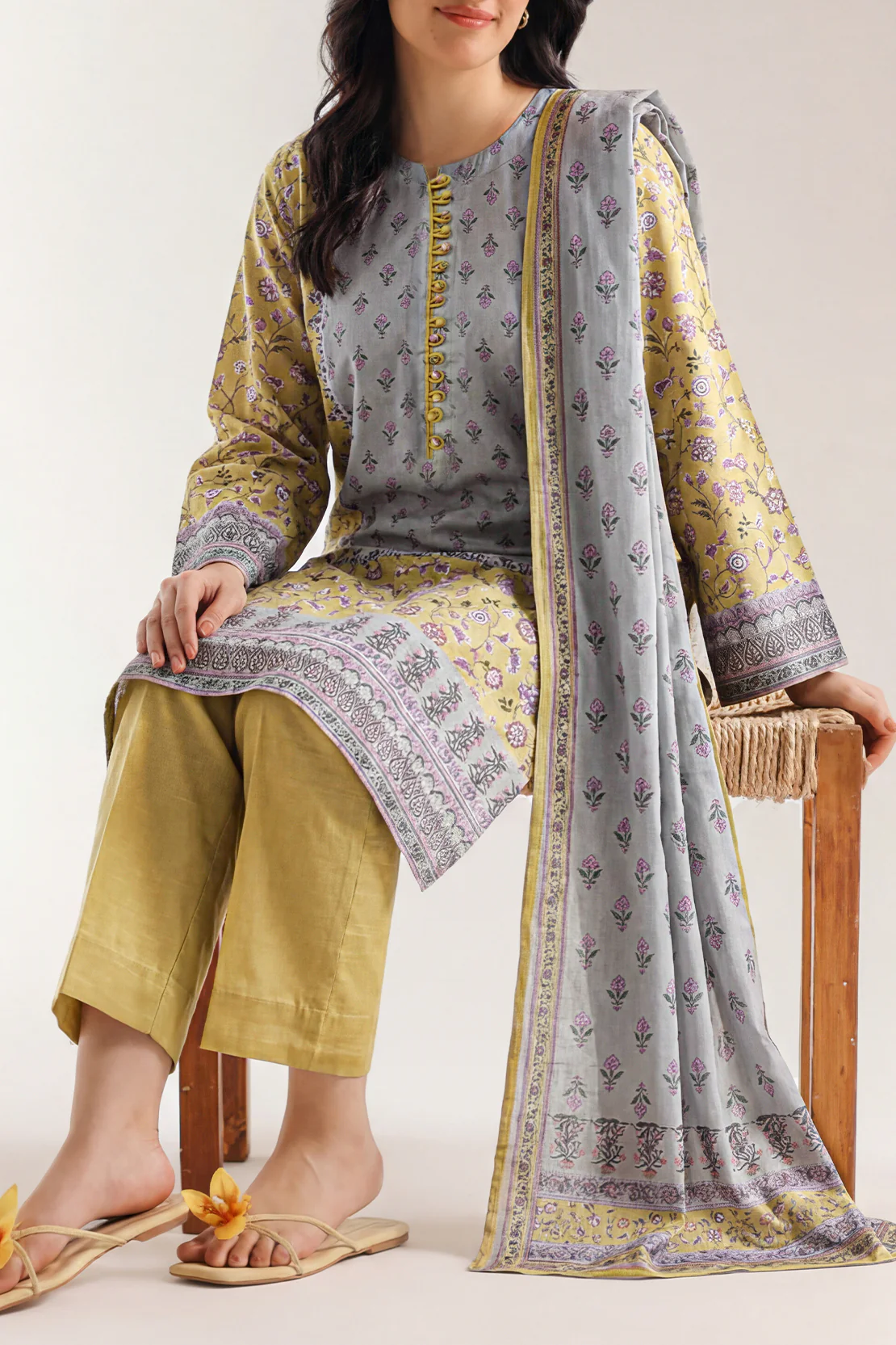 Printed Khaddar Stitched 3 Piece - Image 2