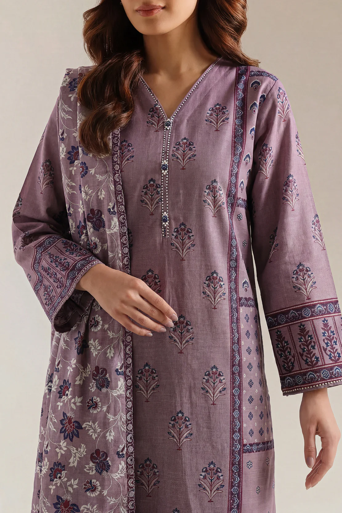 Printed Khaddar Stitched 3 Piece - Image 2
