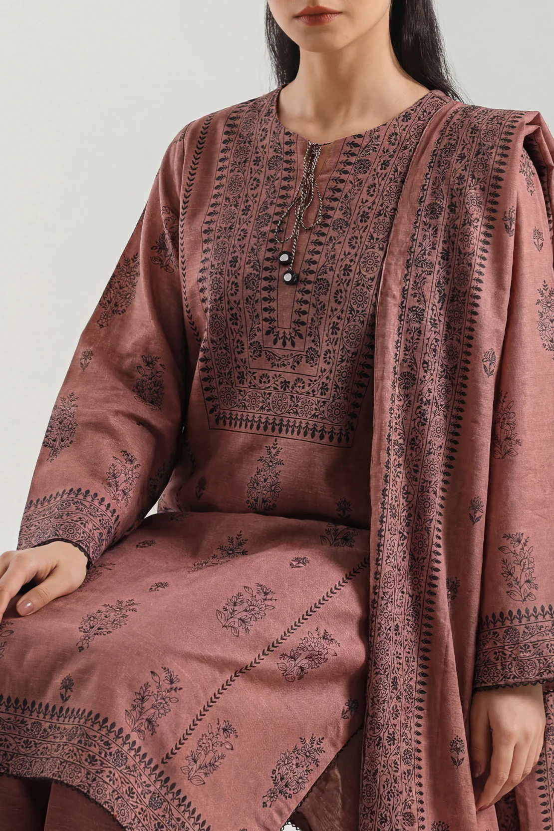 Printed Khaddar Stitched 3 Piece