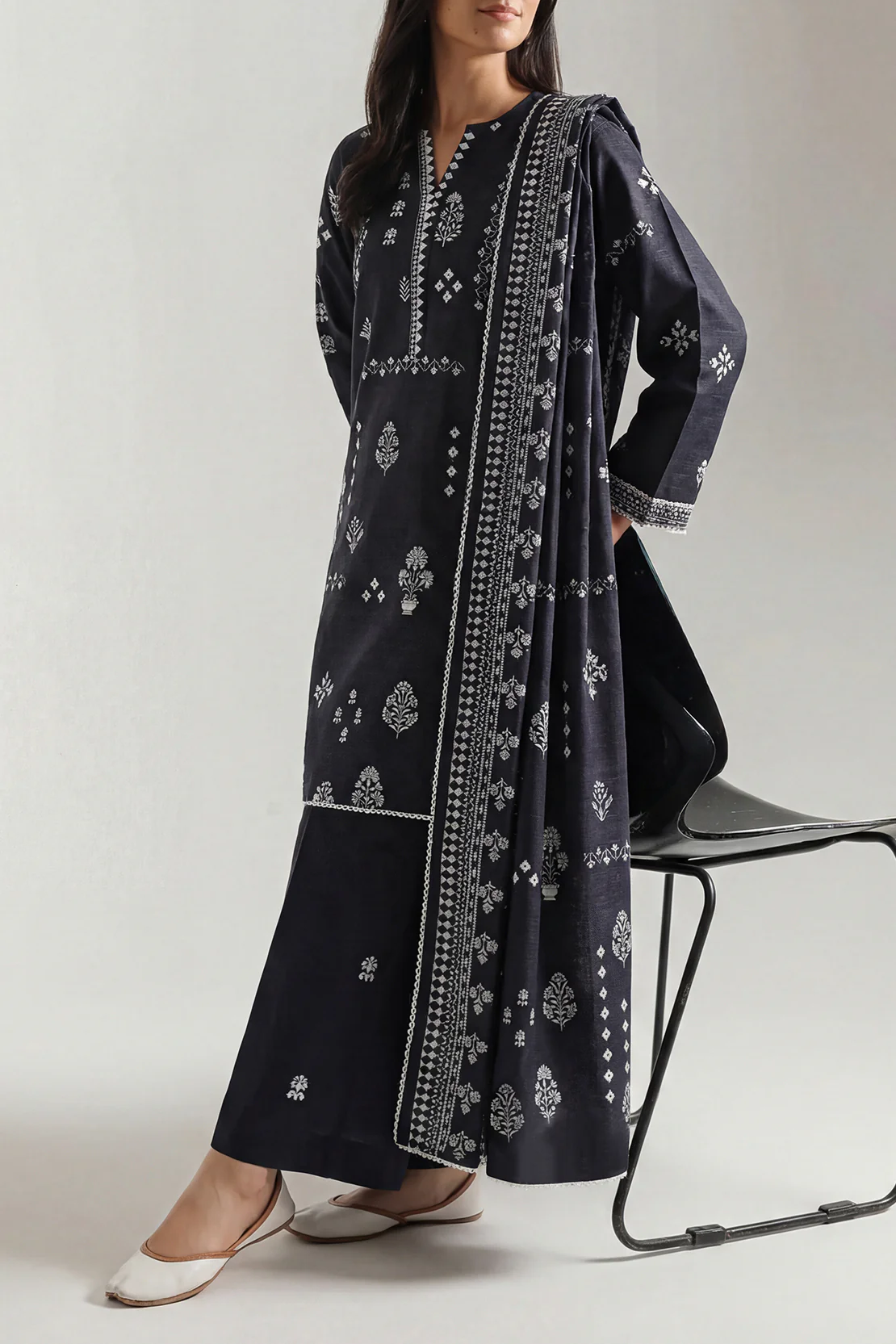 Printed Khaddar Stitched 3 Piece