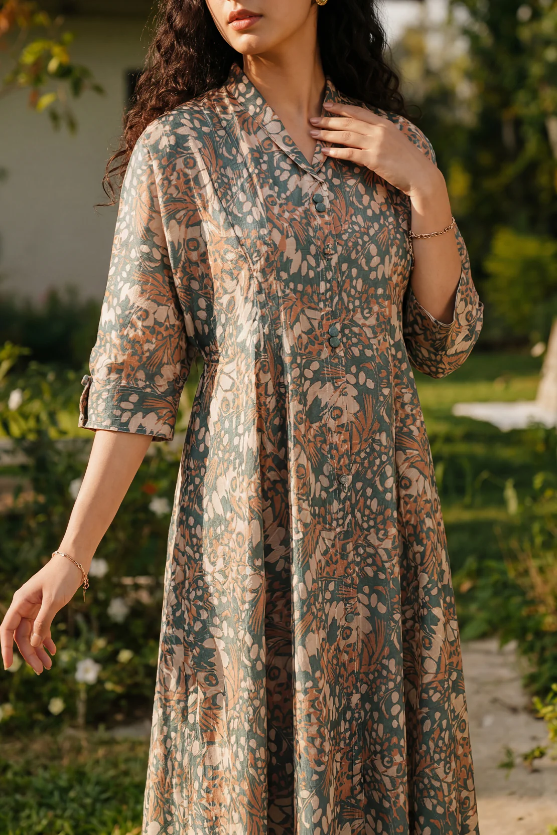 Printed Khaddar Stitched Dress - Image 2