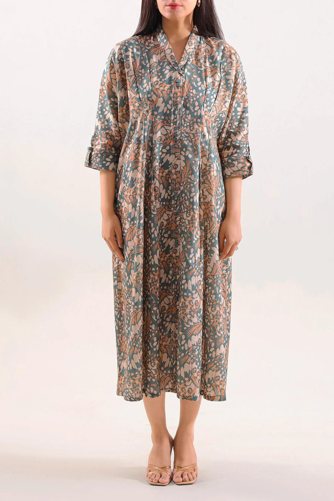 Printed Khaddar Stitched Dress - Image 3
