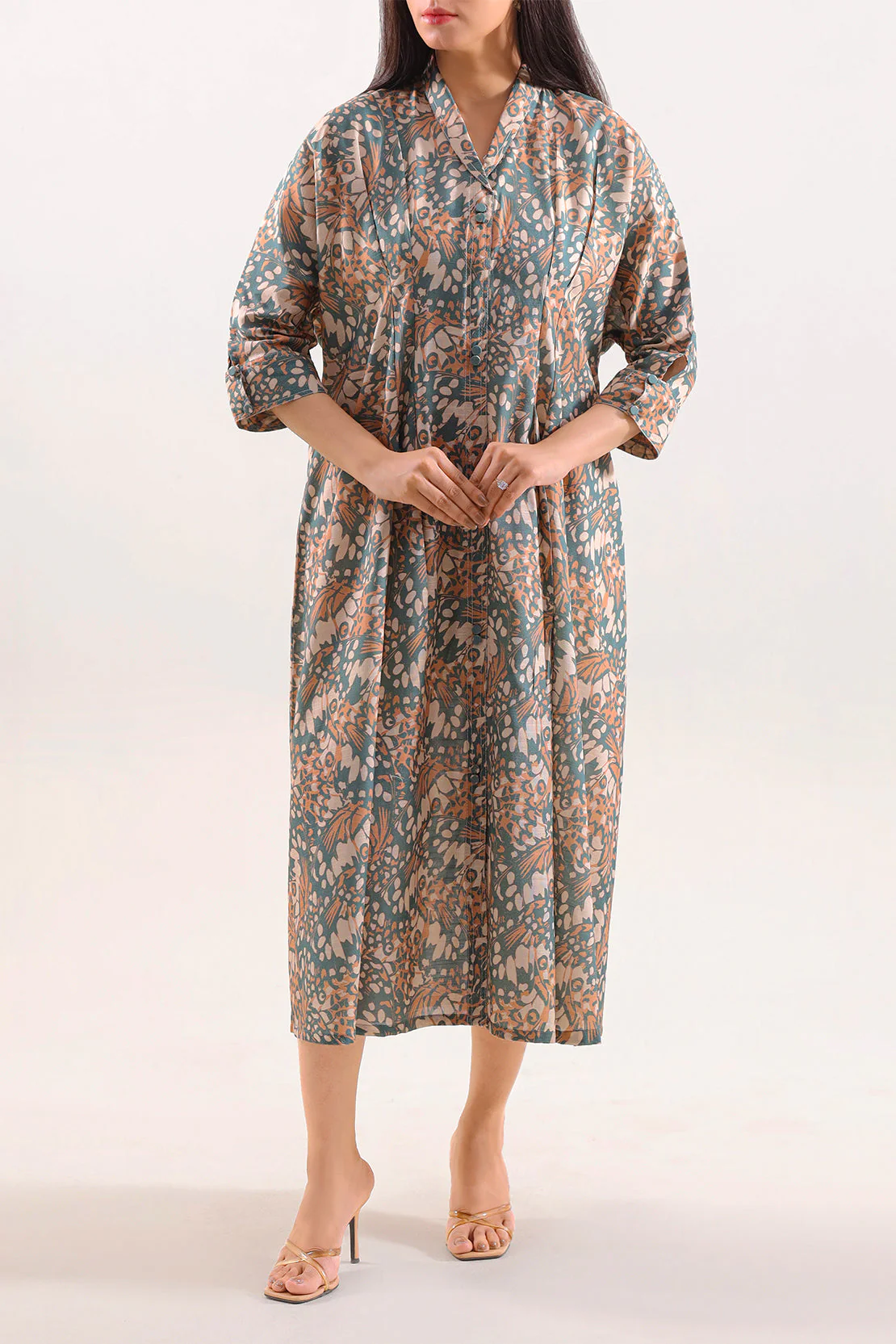 Printed Khaddar Stitched Dress - Image 4