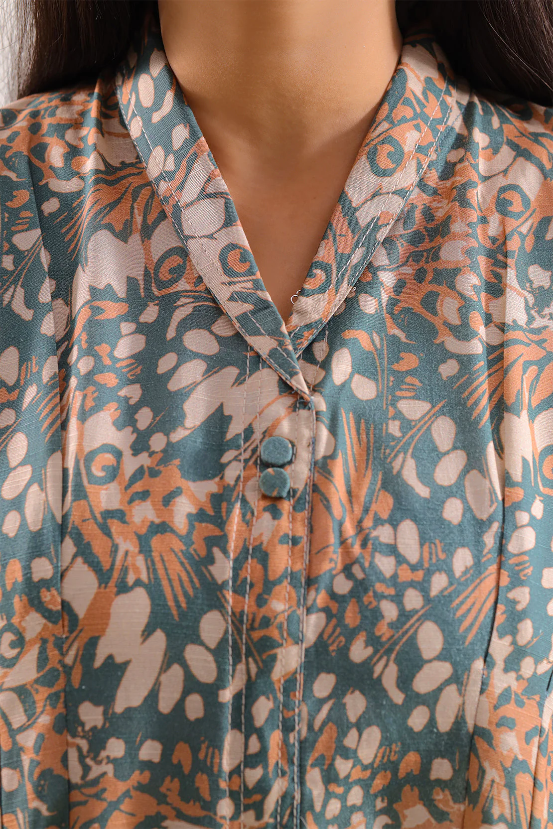 Printed Khaddar Stitched Dress - Image 5