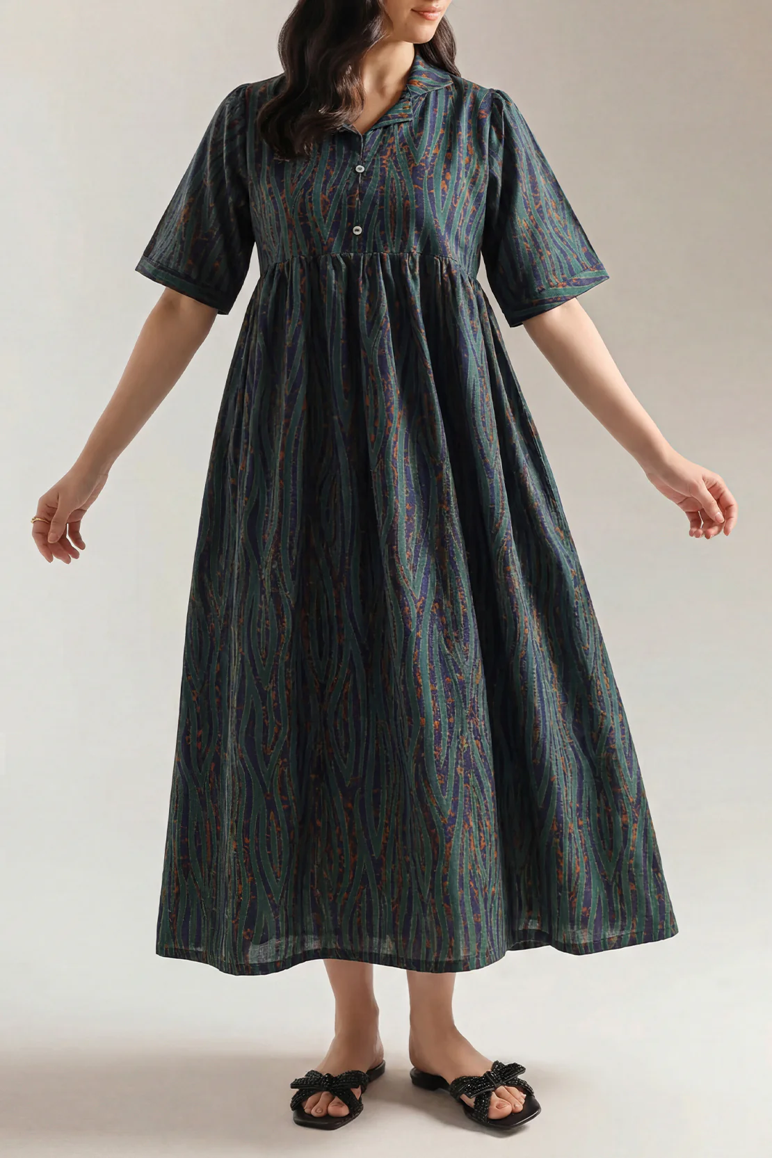 Printed Khaddar Stitched Dress