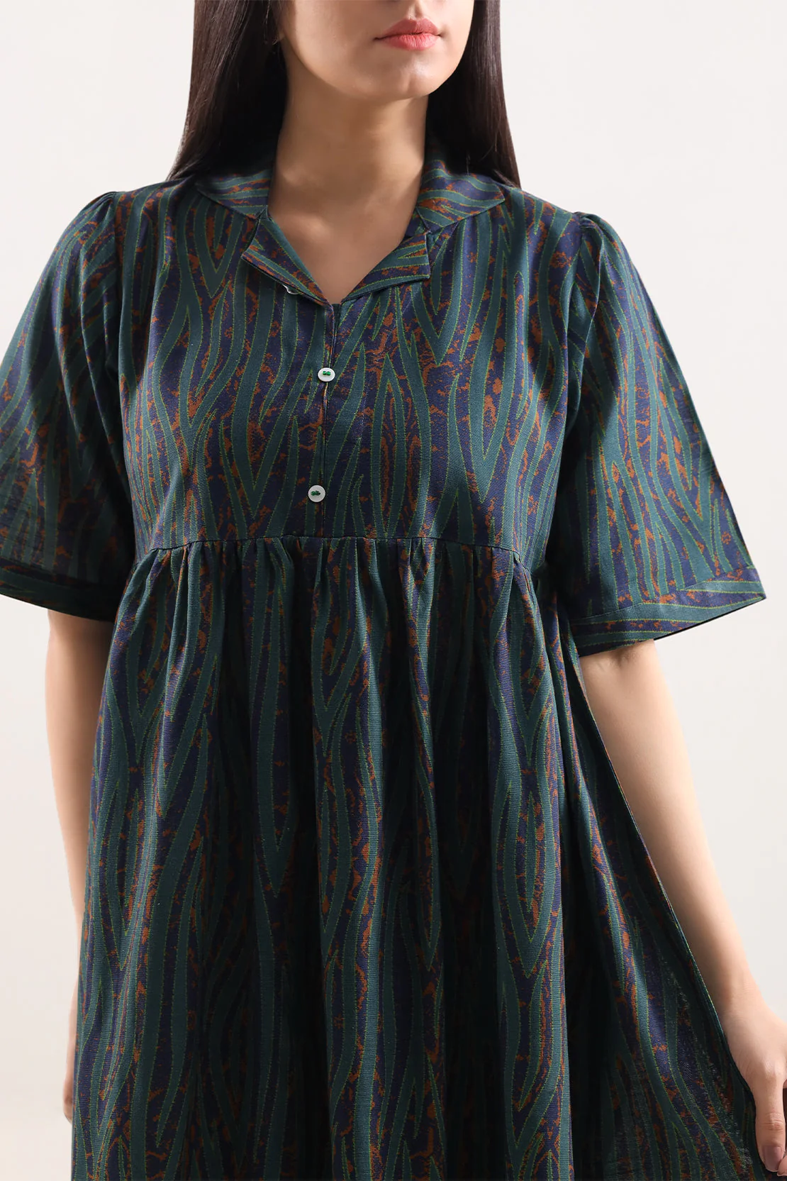 Printed Khaddar Stitched Dress - Image 3