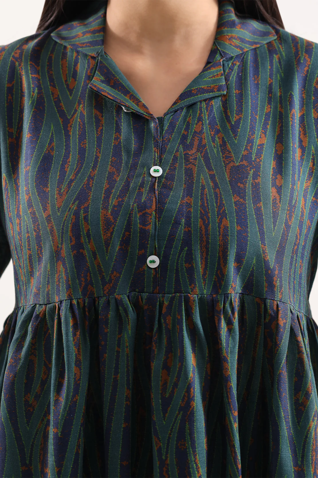 Printed Khaddar Stitched Dress - Image 4