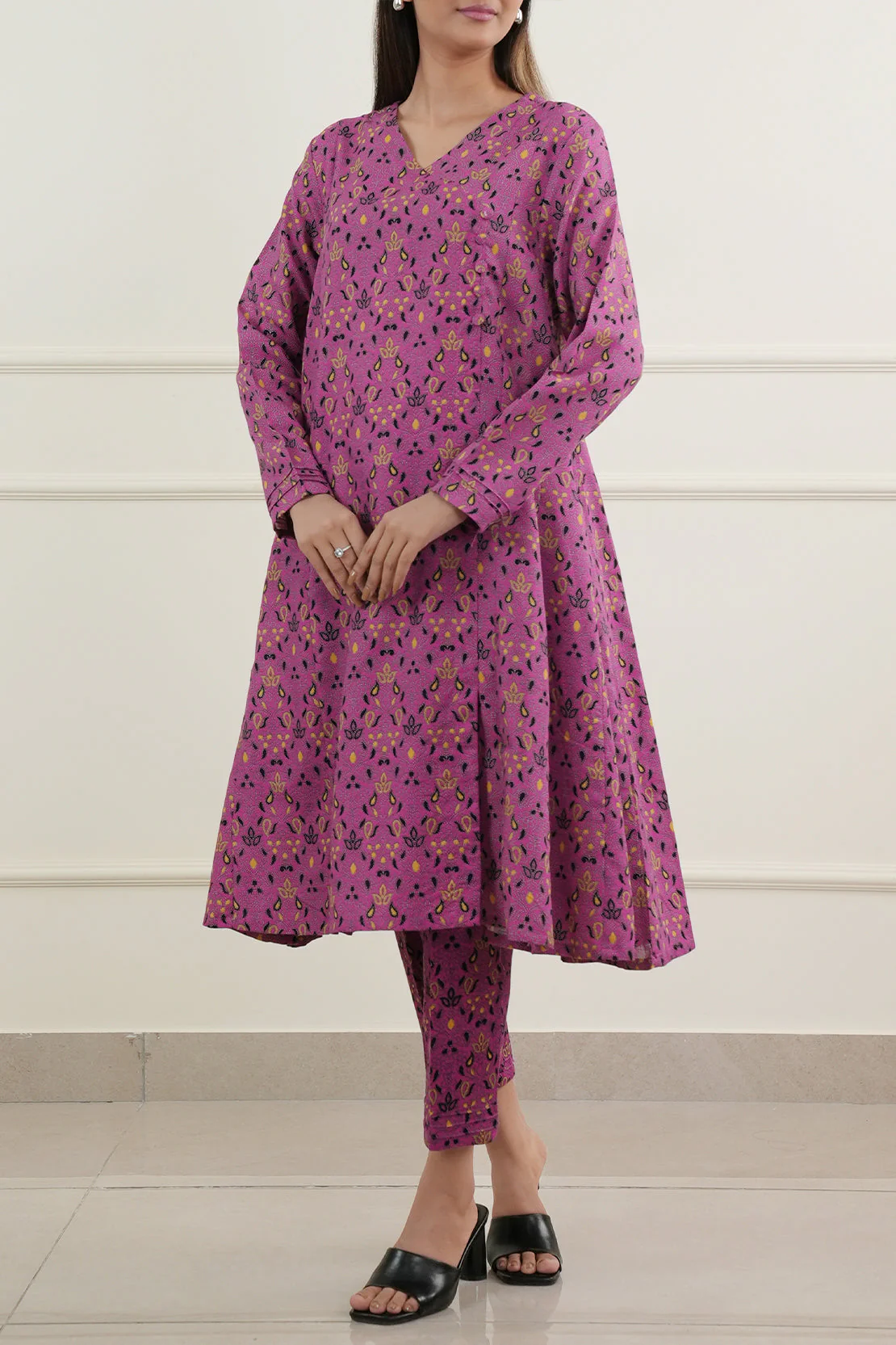 Printed Khaddar Stitched Shirt - Image 2