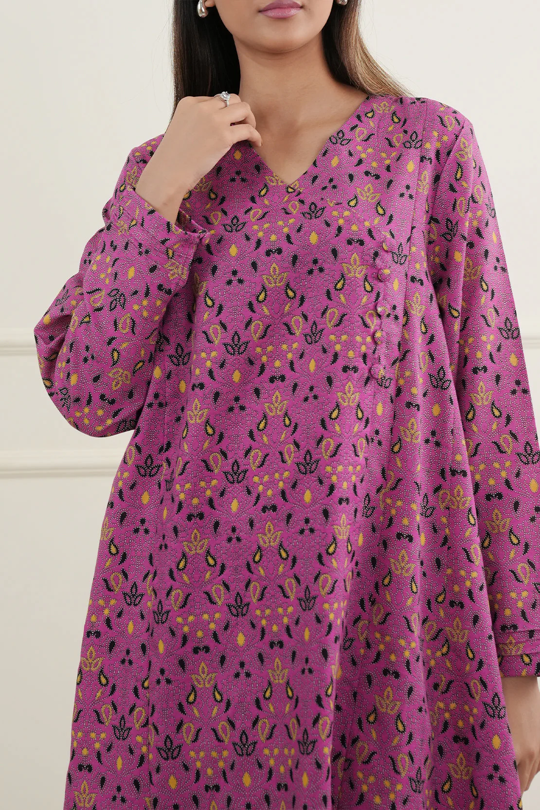 Printed Khaddar Stitched Shirt - Image 5