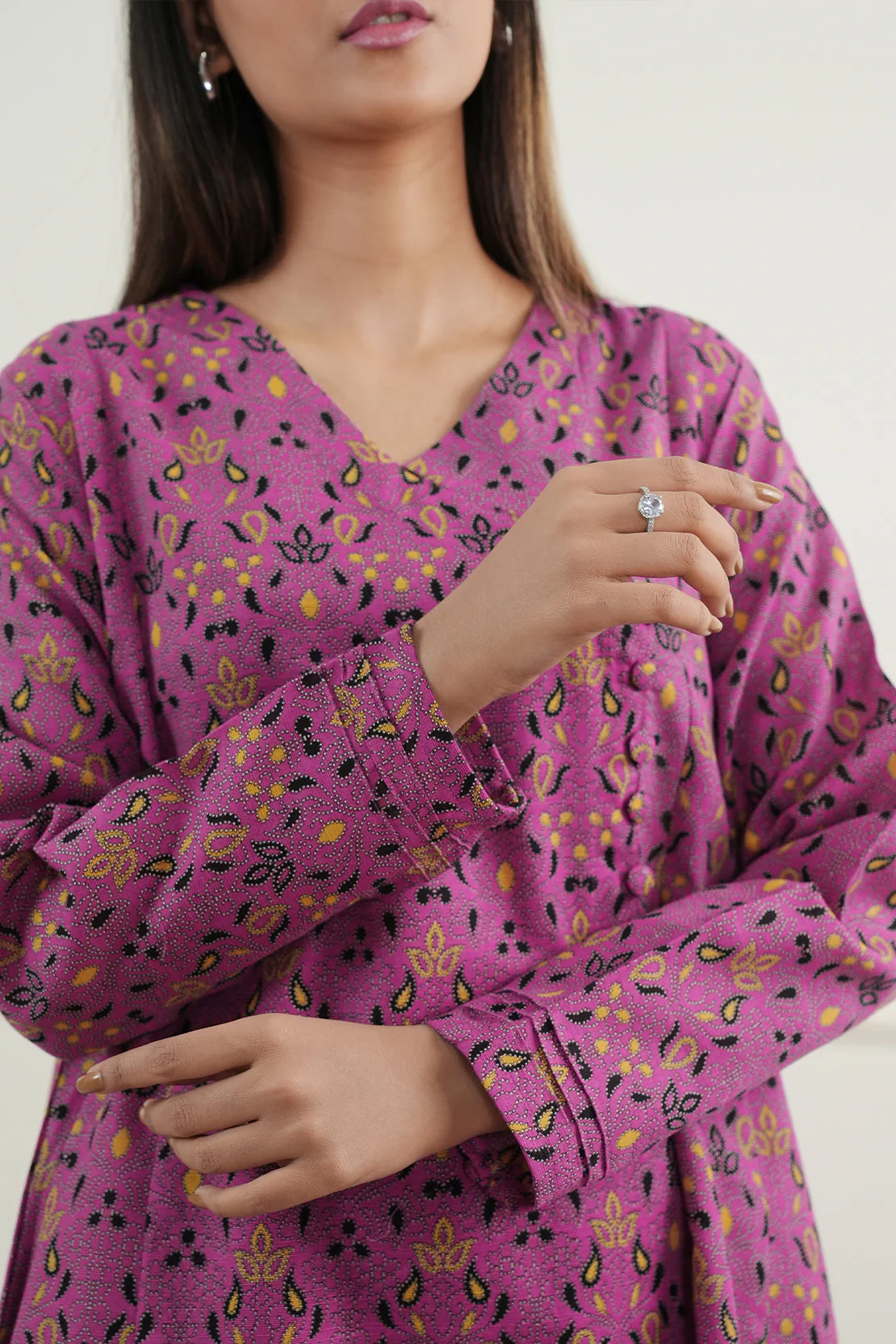 Printed Khaddar Stitched Shirt - Image 6