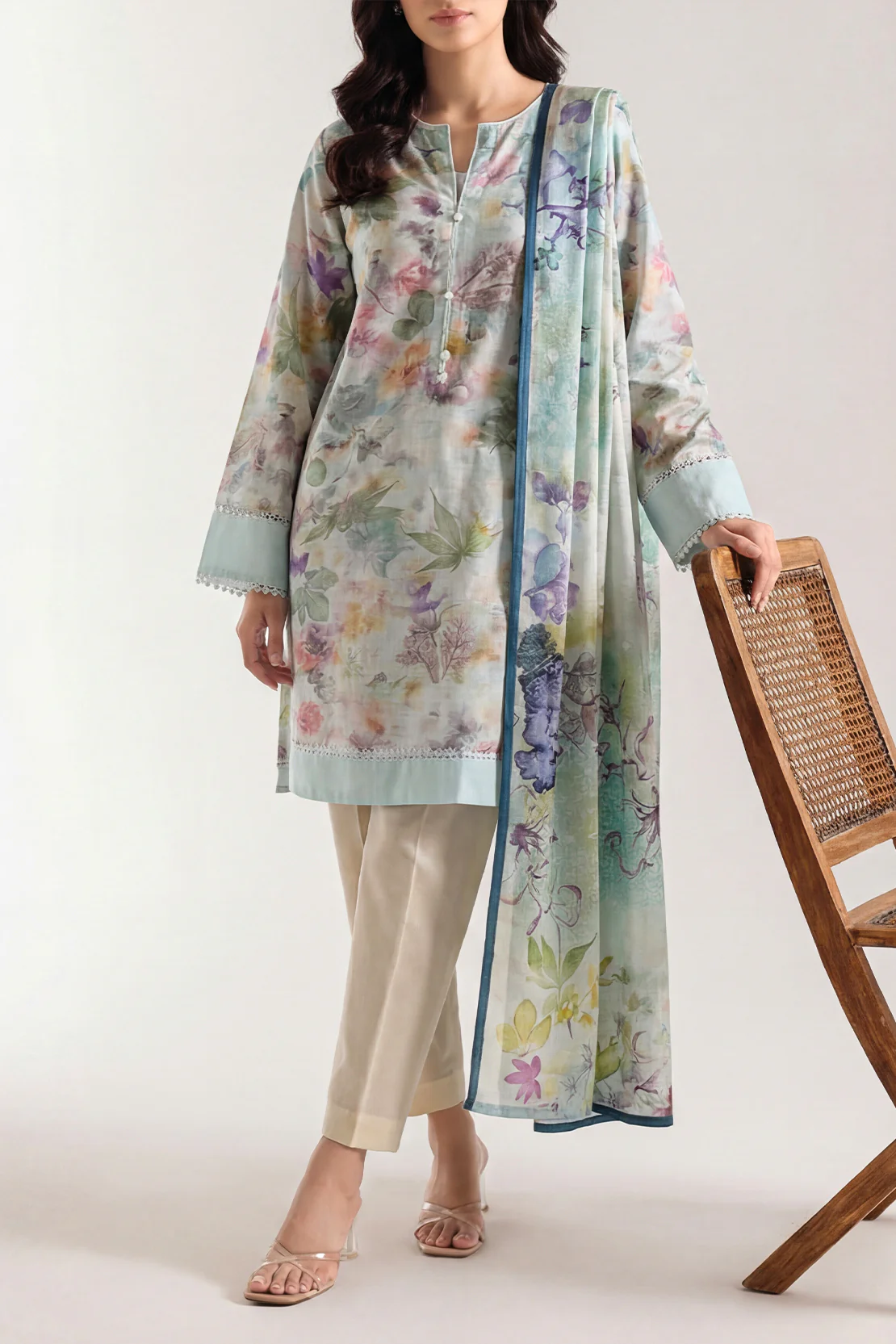 Printed Khaddar Stitched Shirt