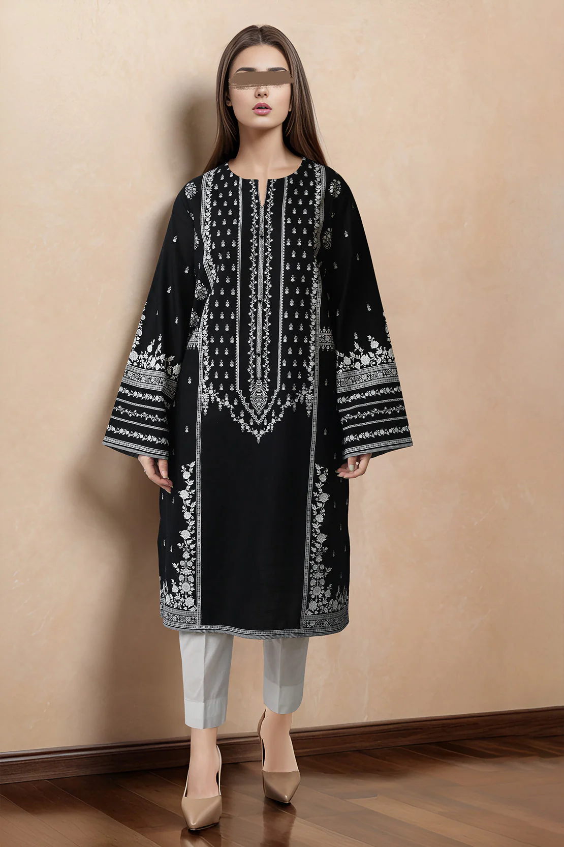Printed Khaddar Stitched Shirt