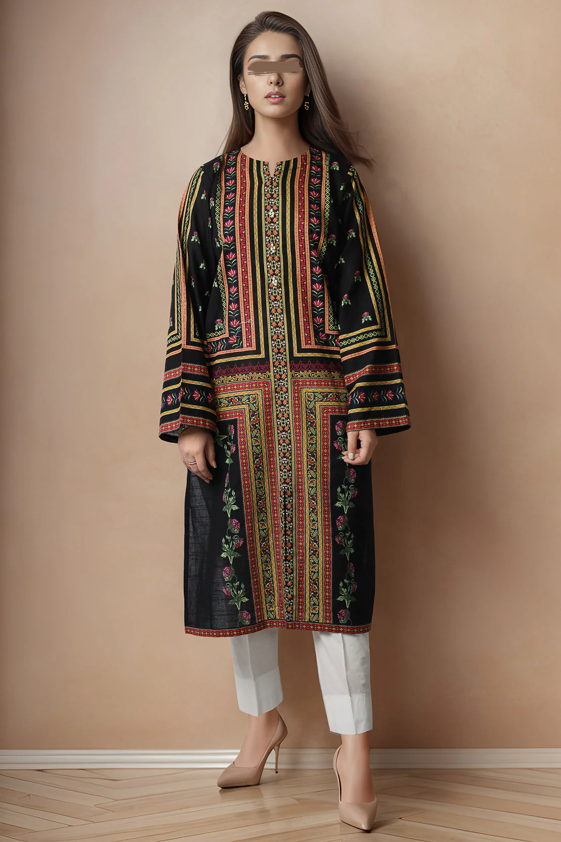 Printed Khaddar Stitched Shirt
