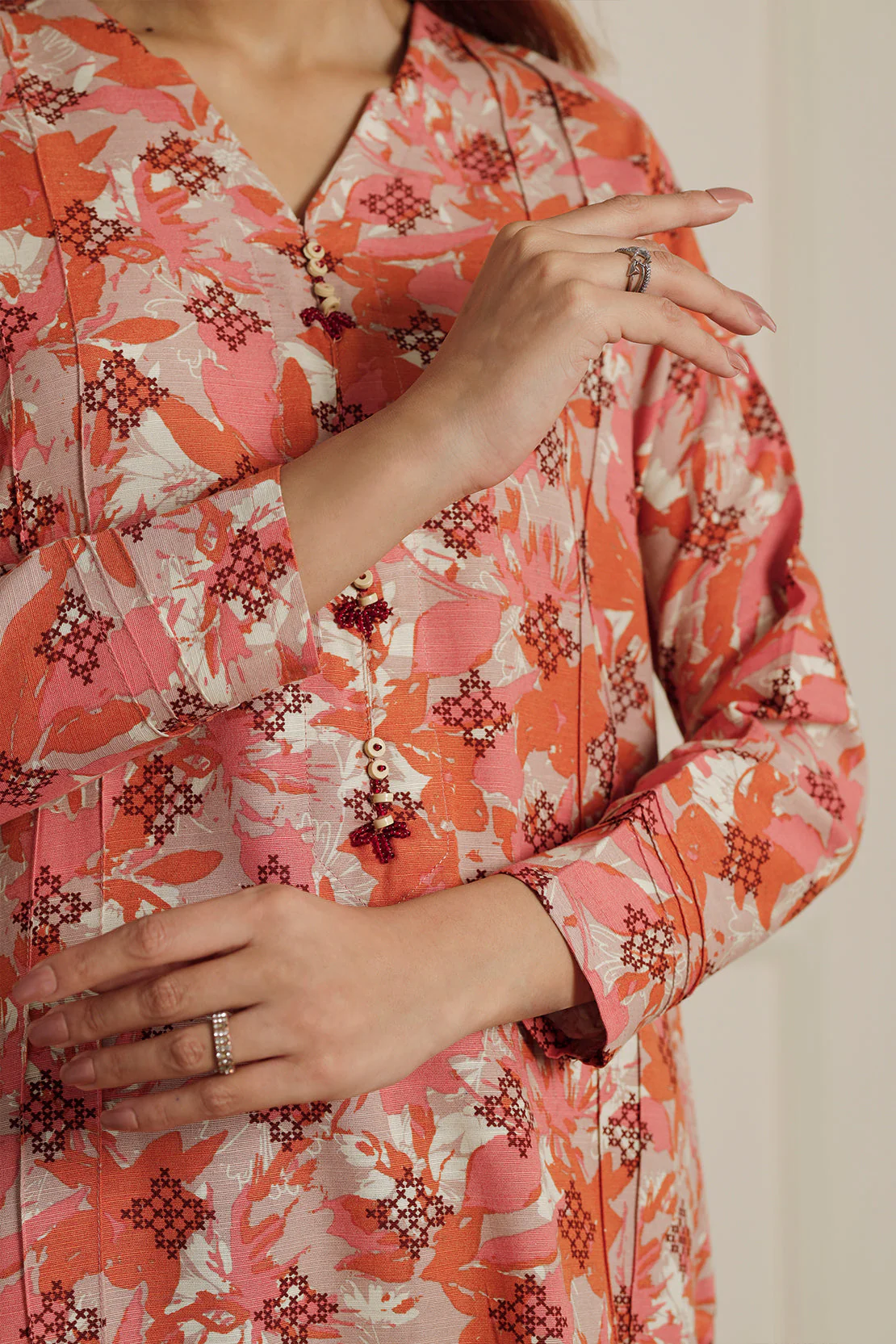 Printed Khaddar Stitched Shirt - Image 6