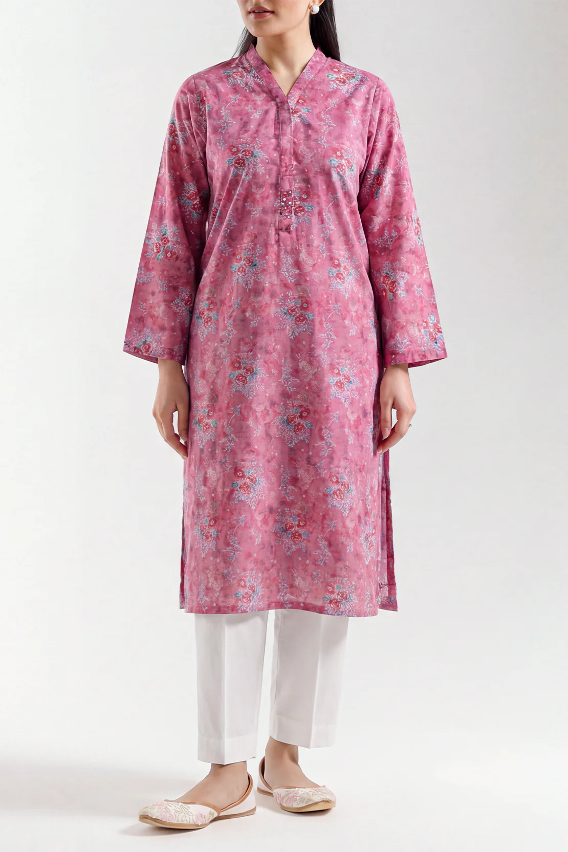 Printed Khaddar Stitched Shirt - Image 3