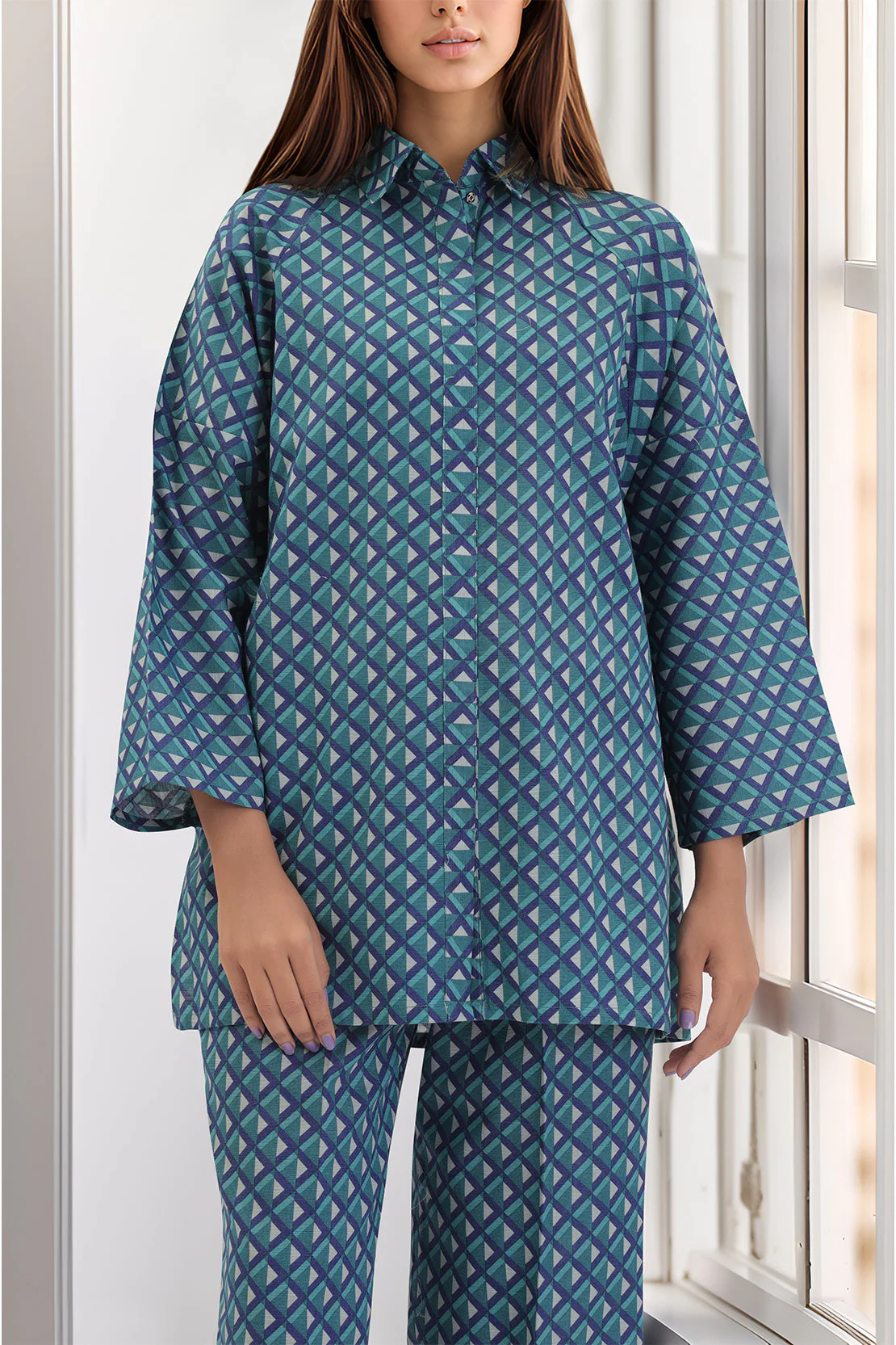 Printed Khaddar Stitched Shirt - Image 2
