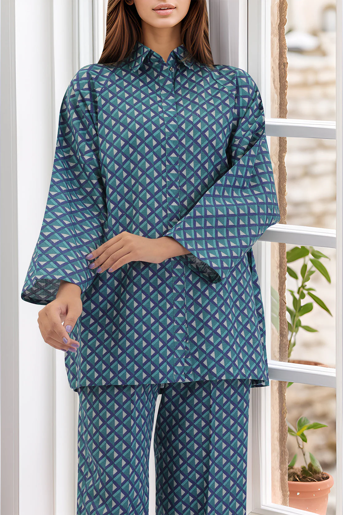Printed Khaddar Stitched Shirt - Image 3