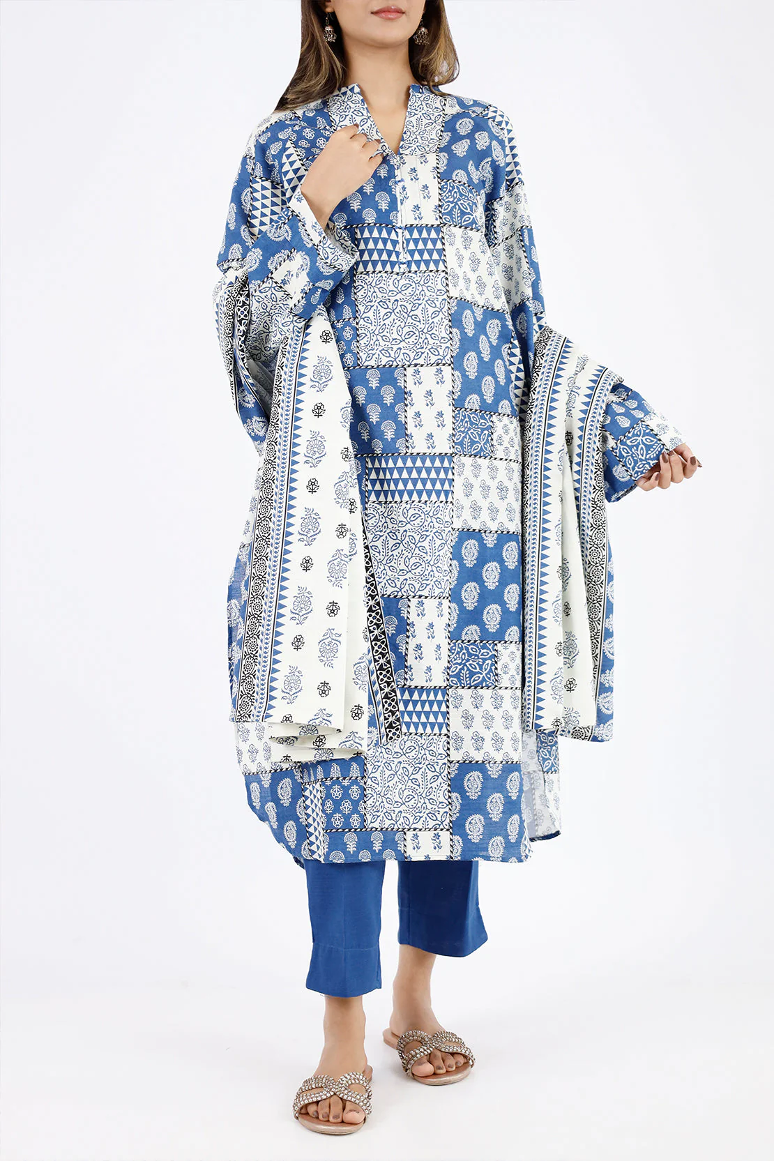 Printed Khaddar Stitched Shirt