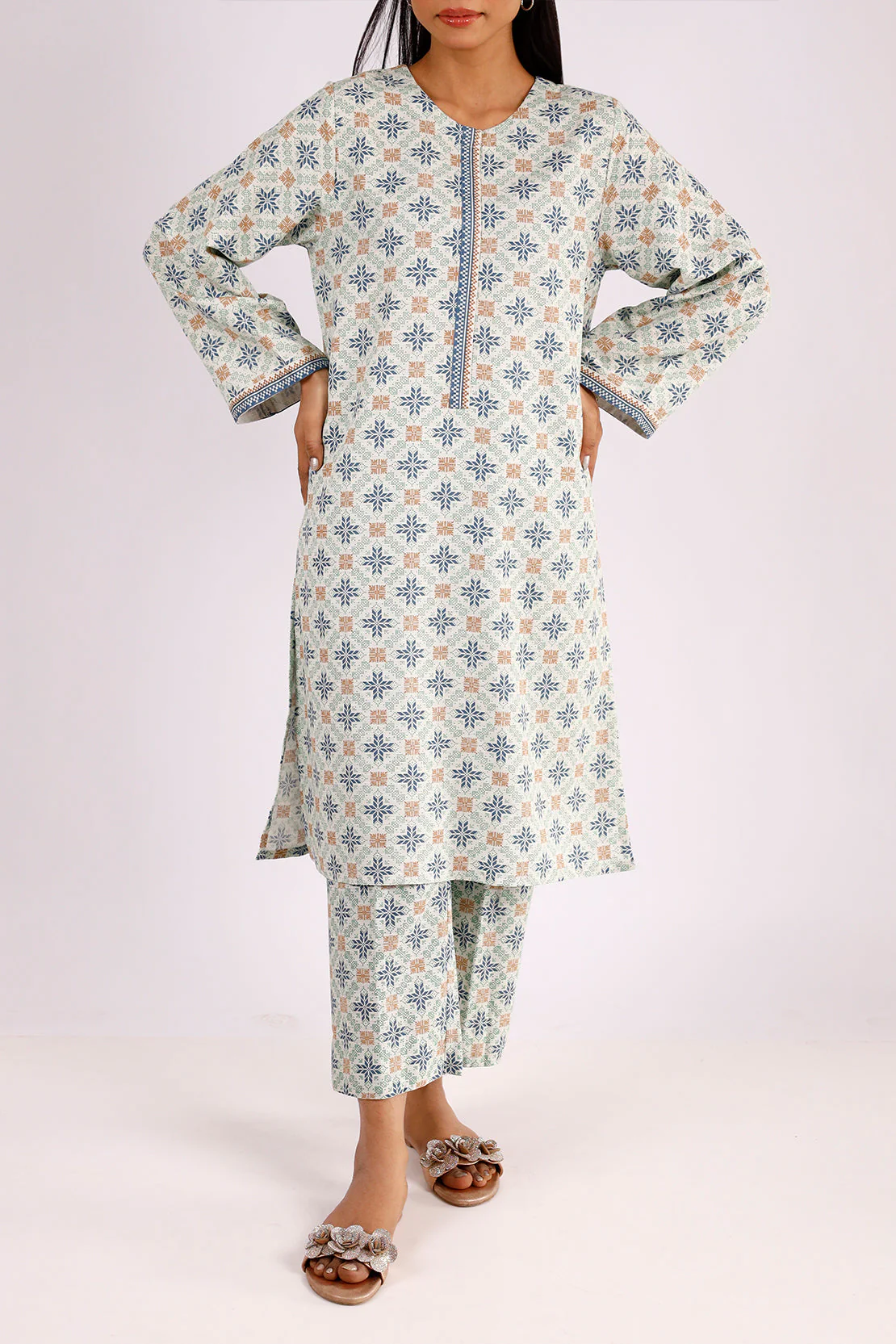 Printed Khaddar Stitched Shirt