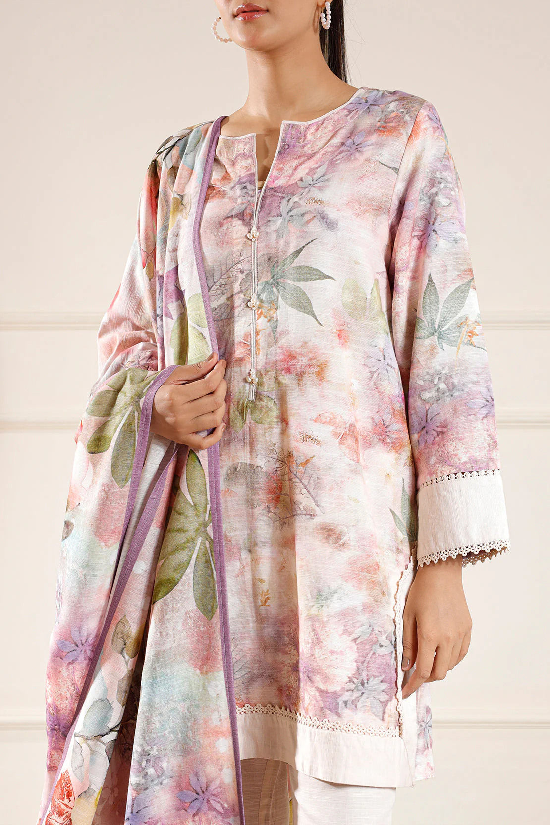 Printed Khaddar Stitched Shirt - Image 3