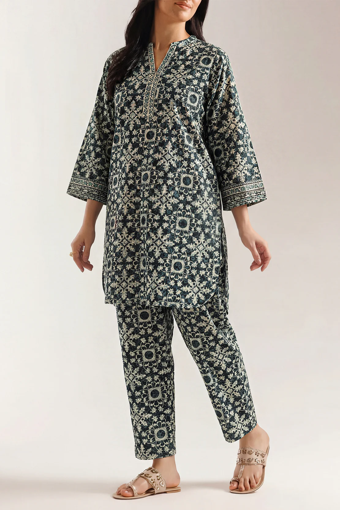 Printed Khaddar Stitched Shirt